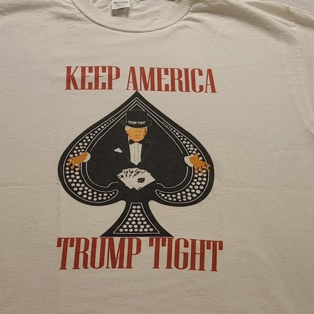 Gildan Keep America Trump Tight Spade Graphic T-Shirt White Men's Short sleeve L - Picture 4 of 13